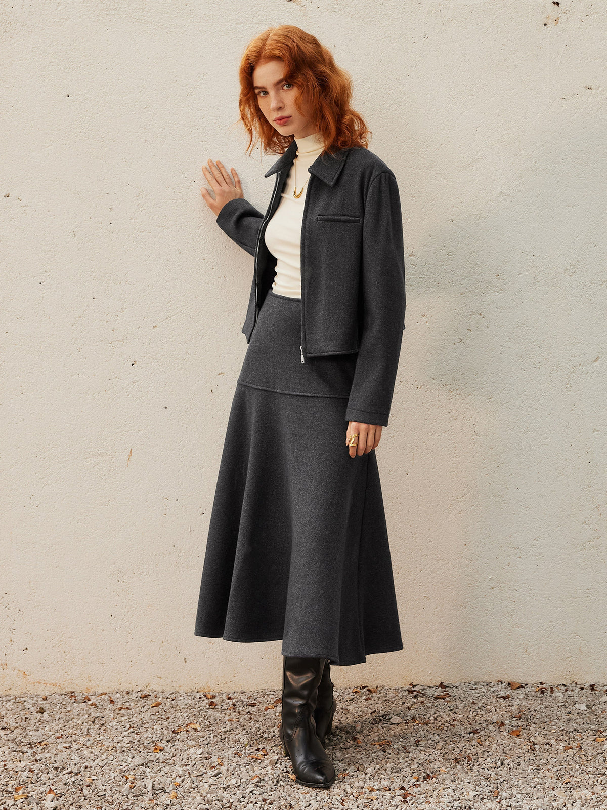 Wollook Uitlopende Maxirok