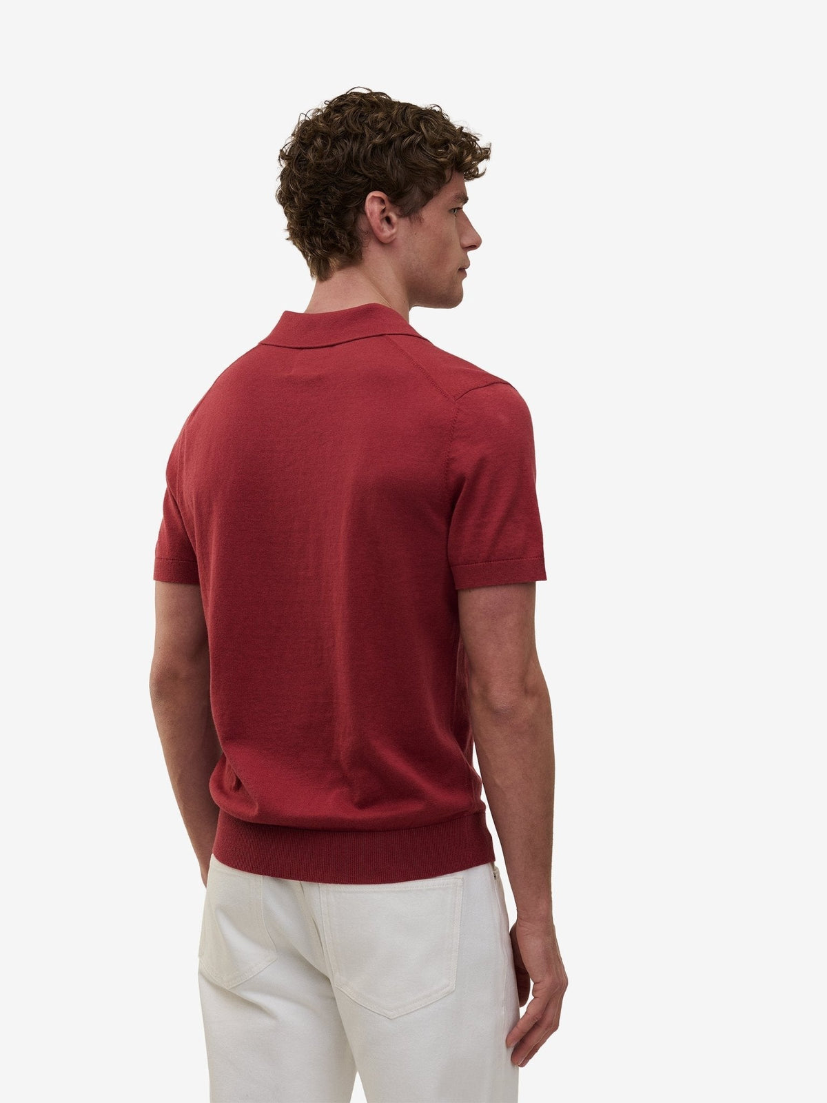 Parker Cotton-Silk Polo – Brick Red - Roviane