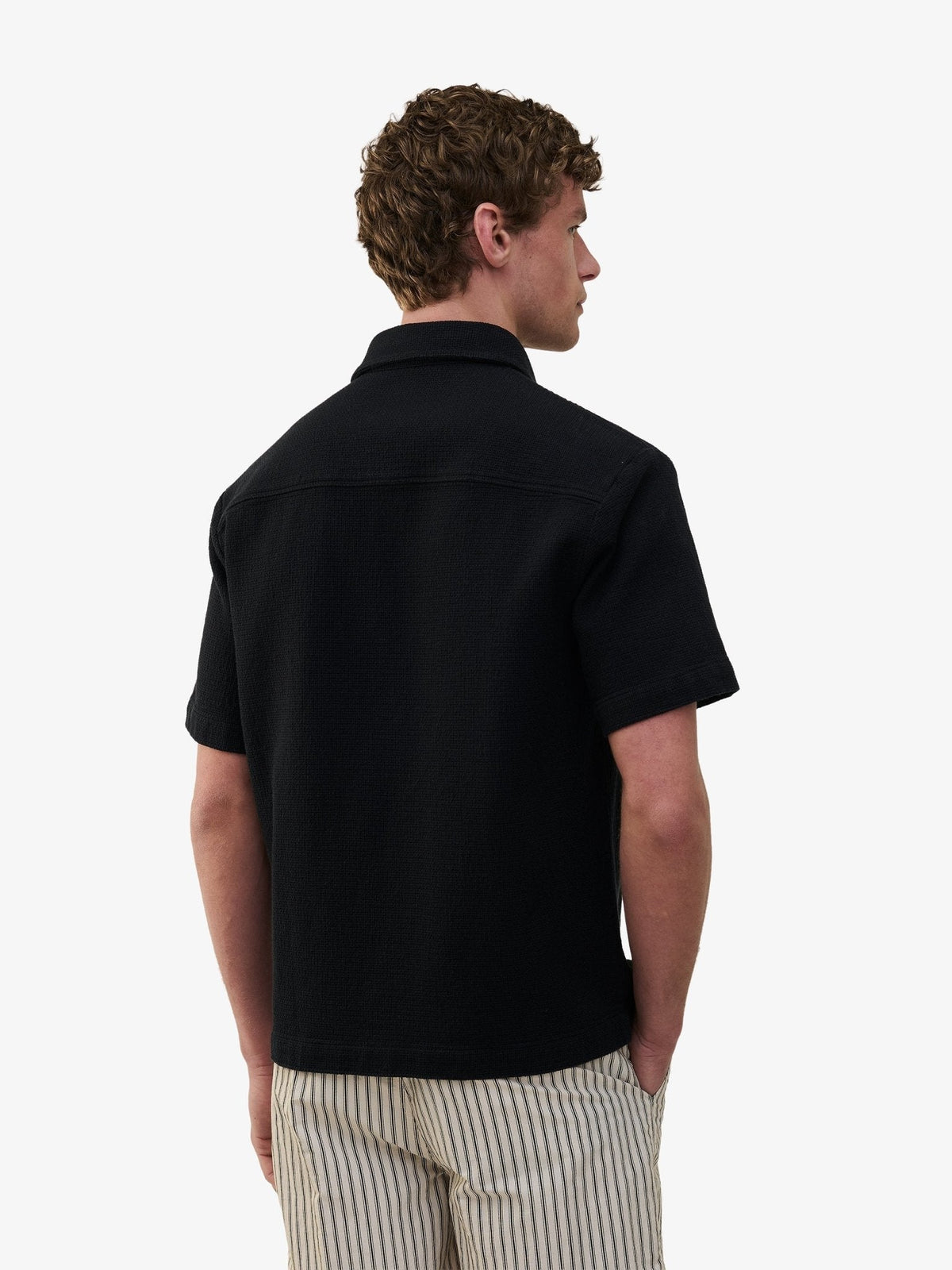 Durban Openwork Cotton Shirt – Navy - Roviane