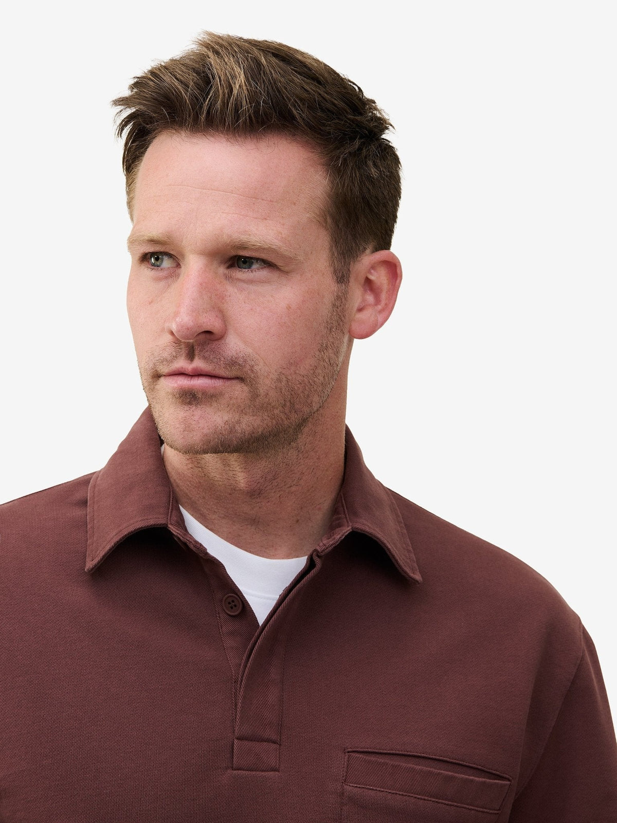 Duke French Terry Rugby Shirt – Dark Mauve - Roviane