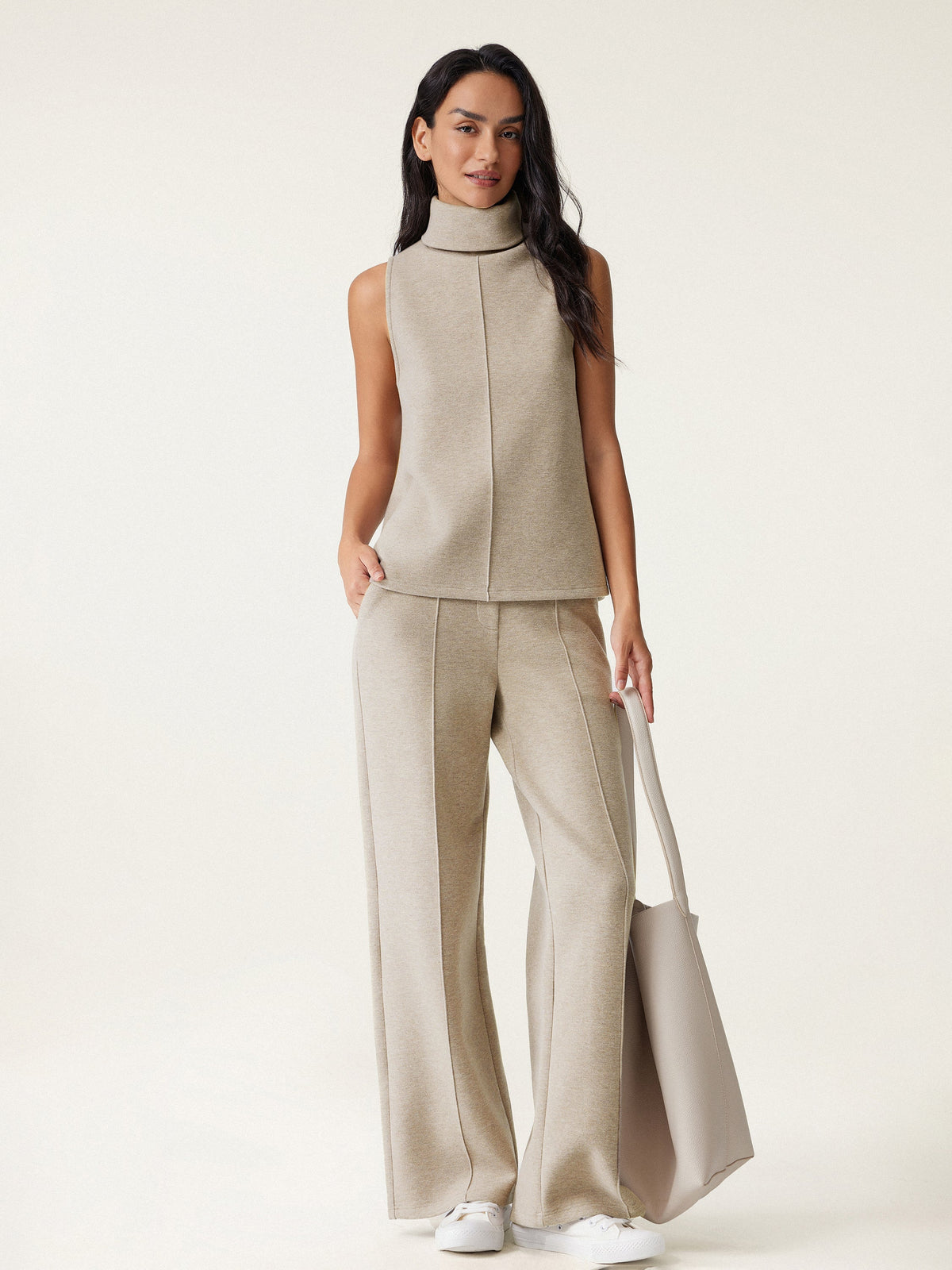 Pull-on Broek met Hoge Taille en Rechte Pijp
