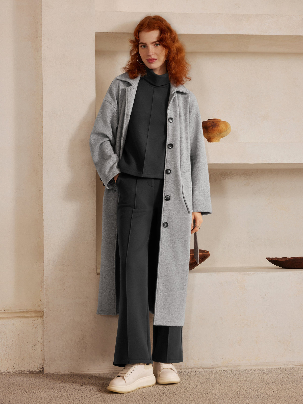 Pull-on Broek met Hoge Taille en Rechte Pijp