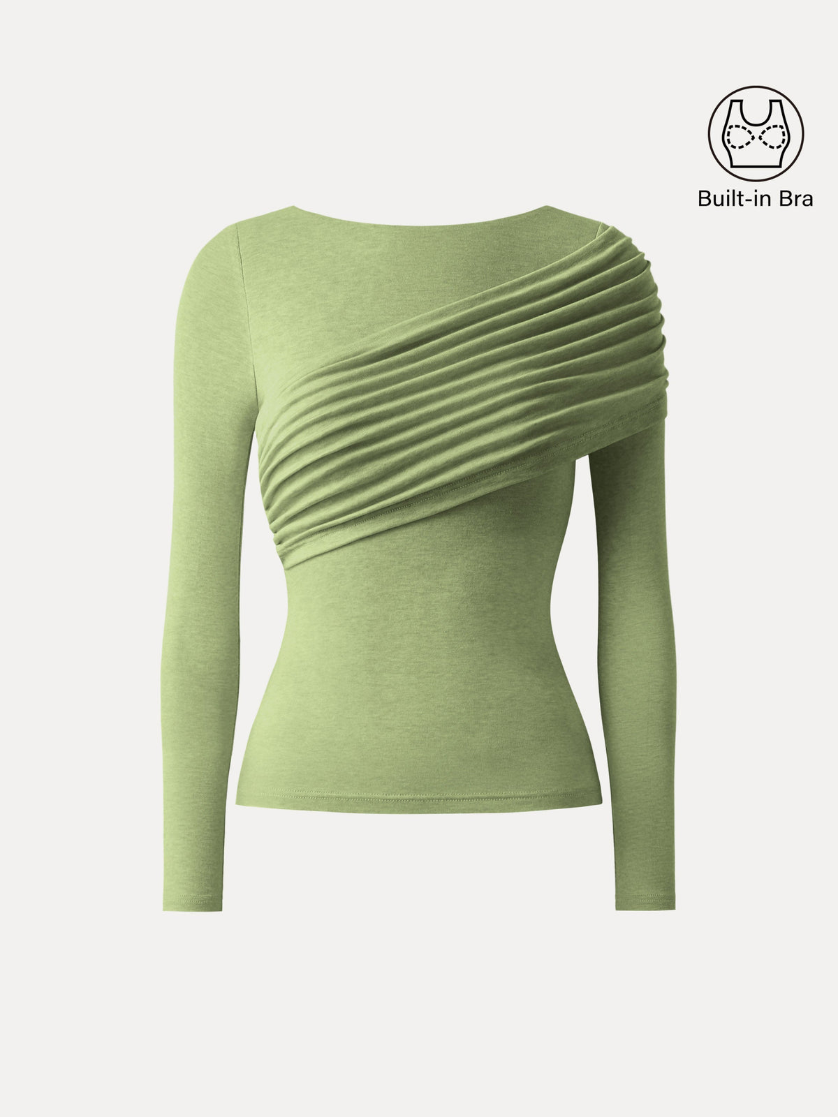 Tencel-Wol Brami Top met Plooien en Lange Mouwen