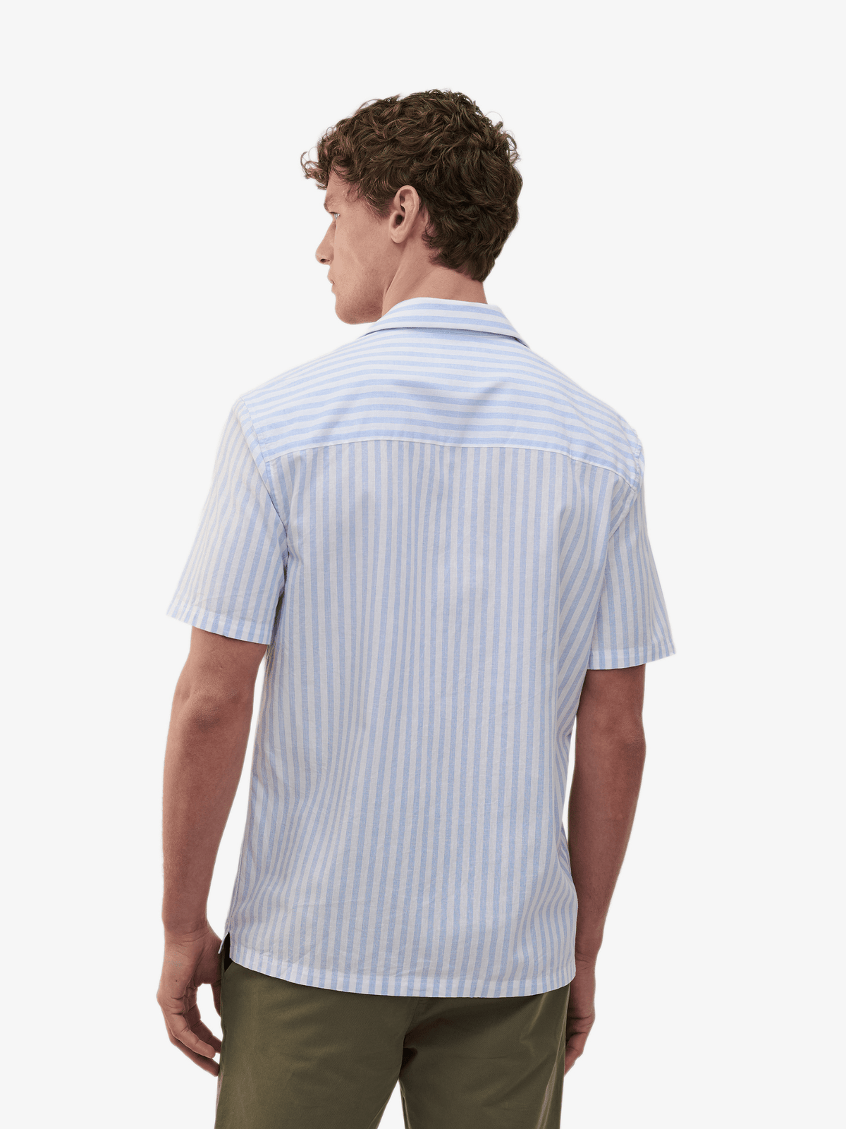 Cliff Cotton-Linen Stripe Shirt – Blue - Roviane