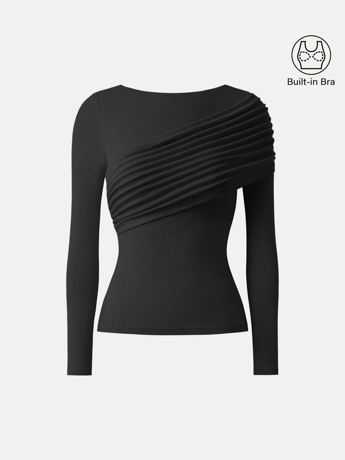 Tencel-Wol Brami Top met Plooien en Lange Mouwen