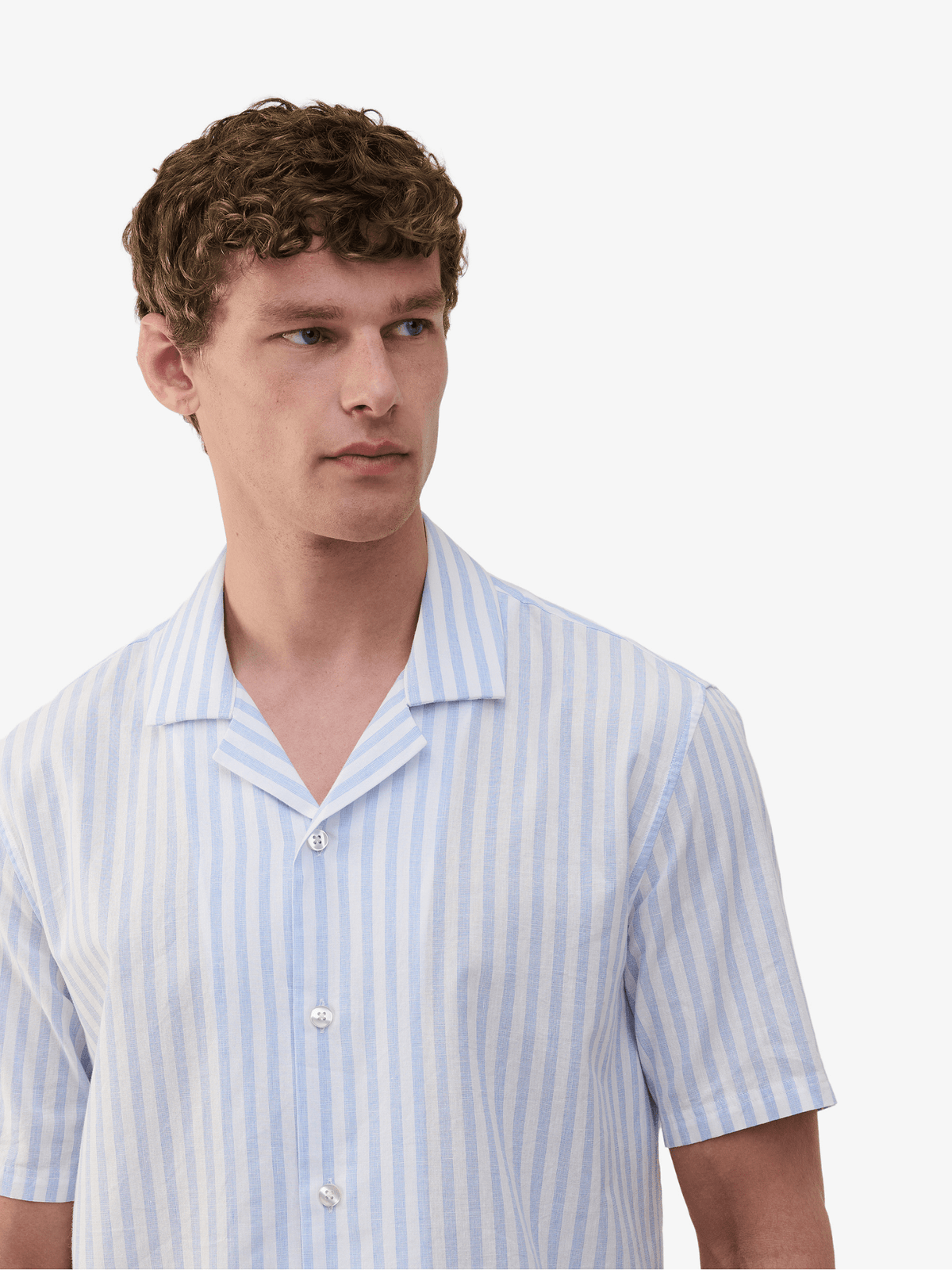 Cliff Cotton-Linen Stripe Shirt – Blue - Roviane