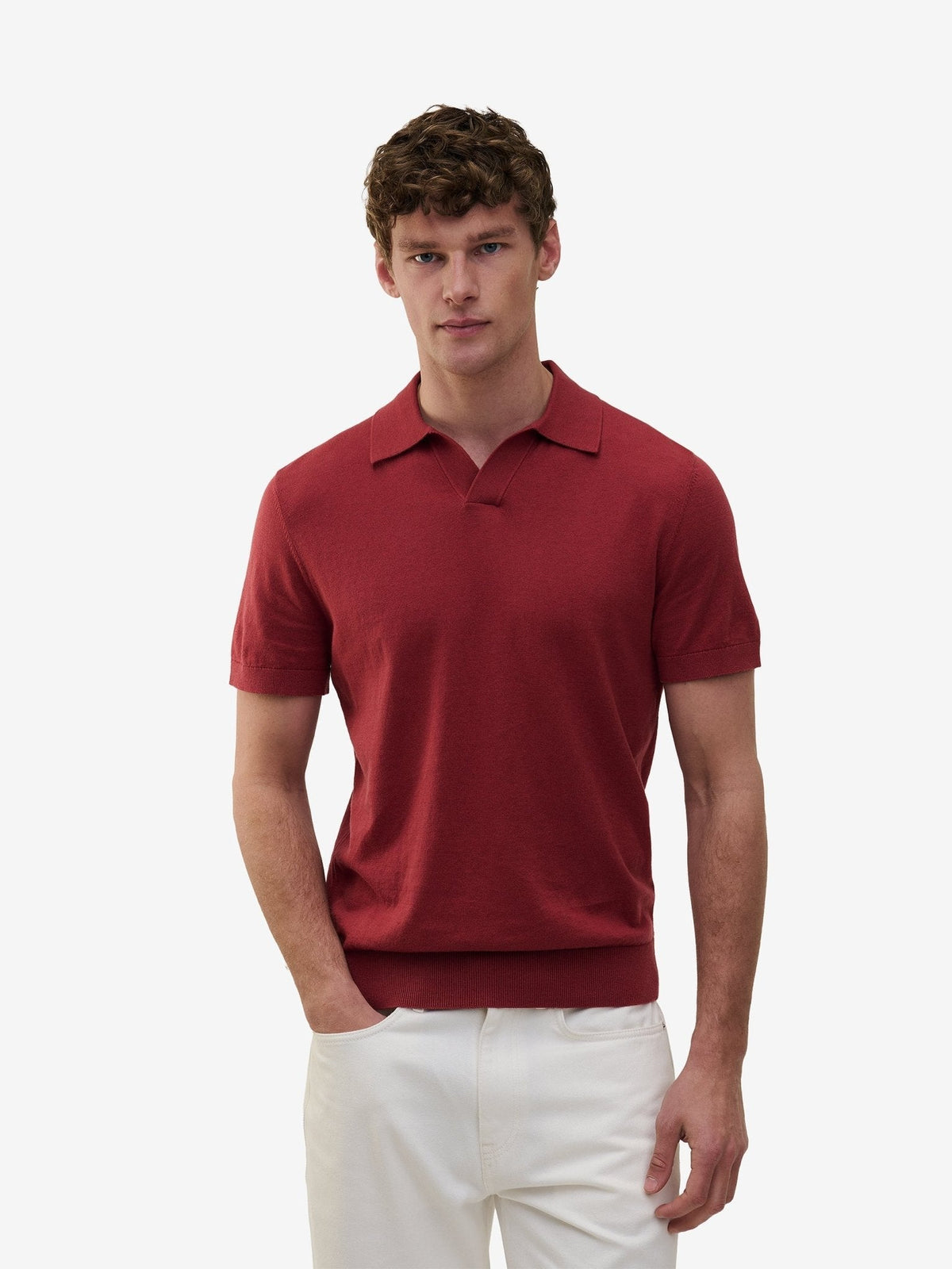 Parker Cotton-Silk Polo – Brick Red - Roviane