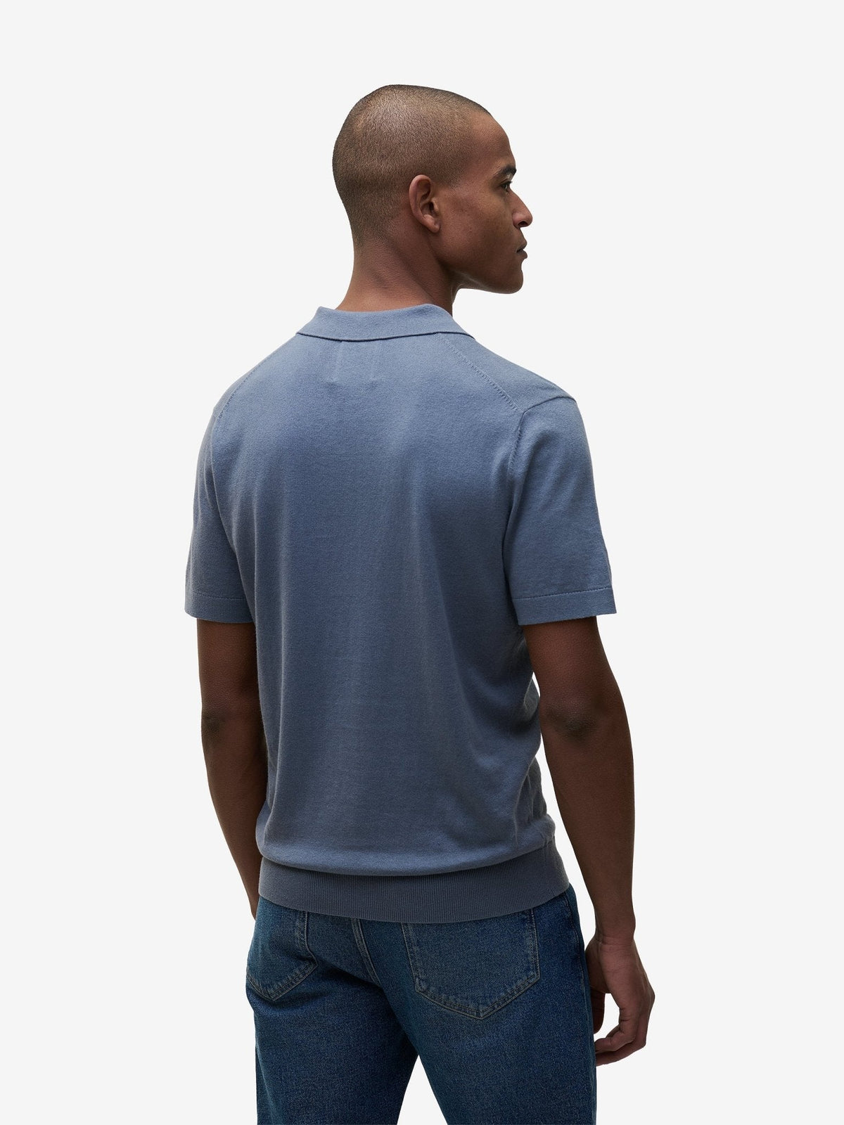 Crane Cotton-Silk Polo – Flintstone Blue - Roviane