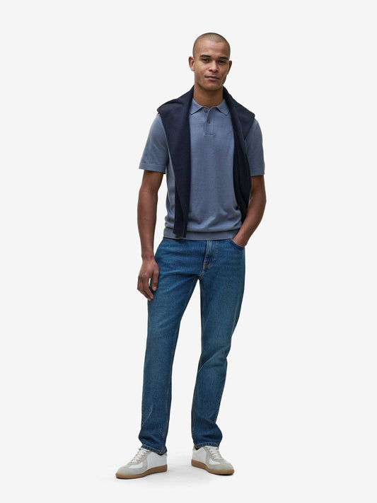 Crane Cotton-Silk Polo – Flintstone Blue - Roviane