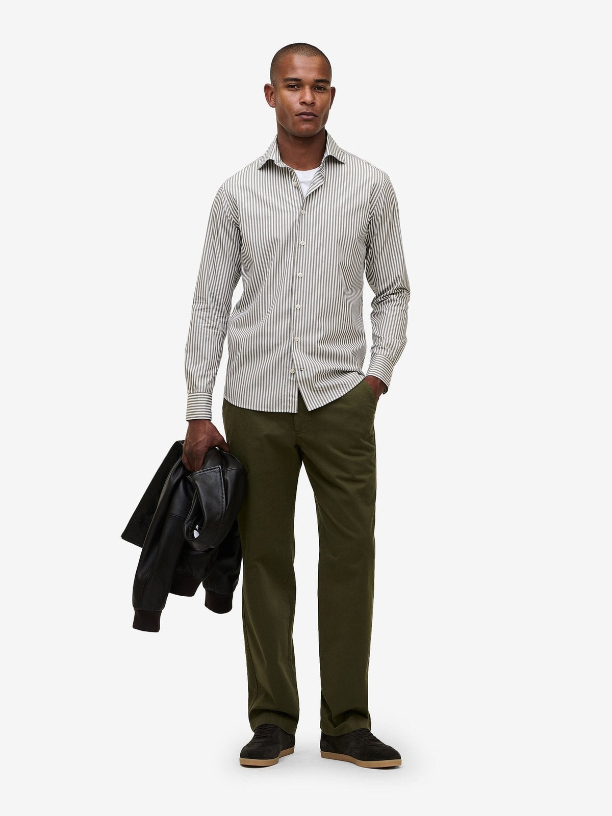 Melville Cotton-Stretch Trousers – Dark Olive - Roviane