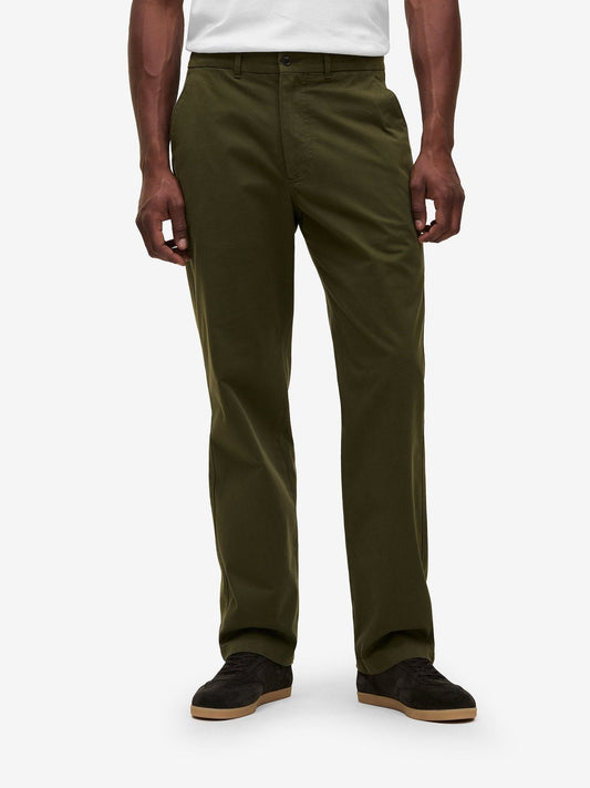 Melville Cotton-Stretch Trousers – Dark Olive - Roviane