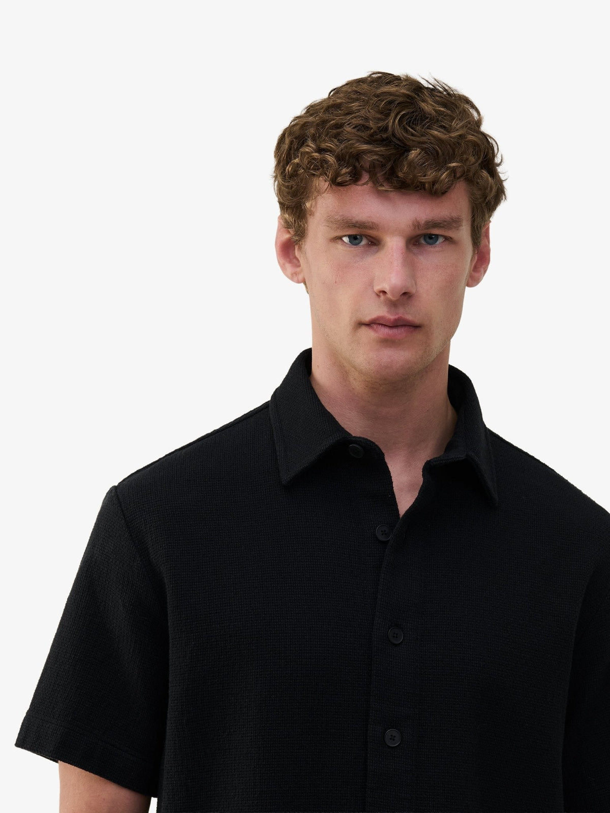 Durban Openwork Cotton Shirt – Navy - Roviane