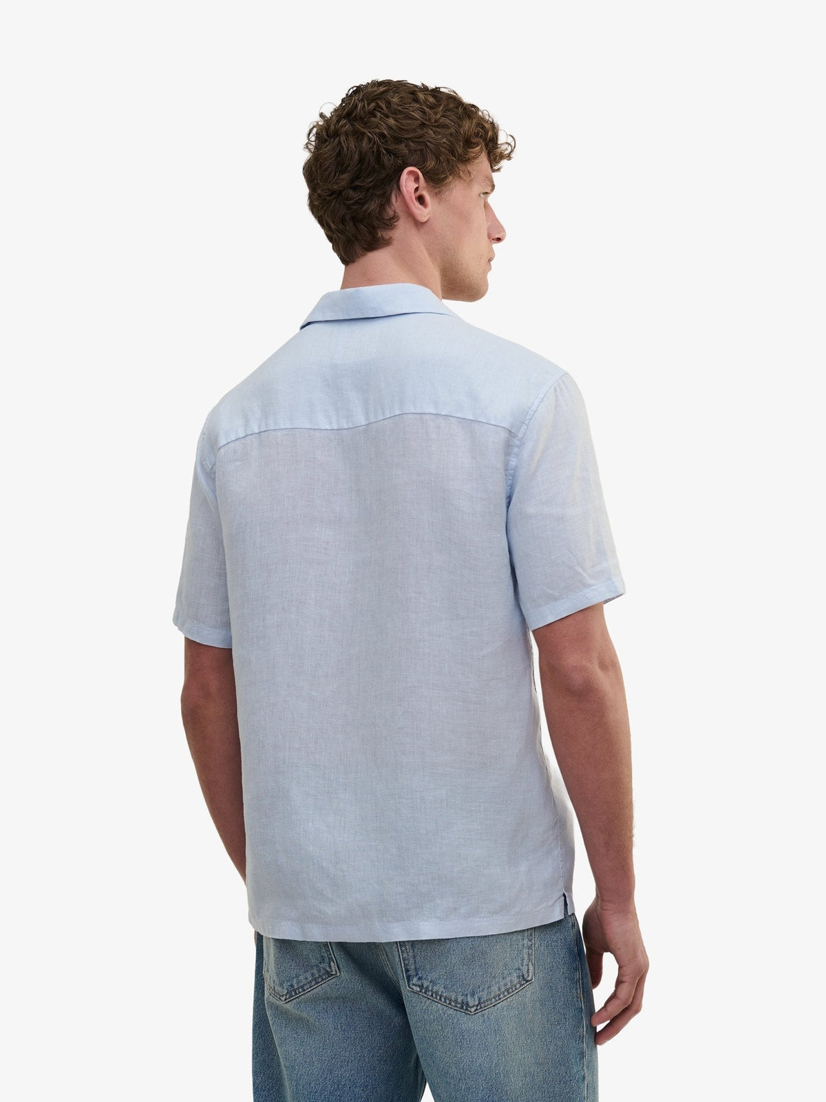 Cliff Linen Camp-Collar Shirt – Arctic Ice Blue - Roviane