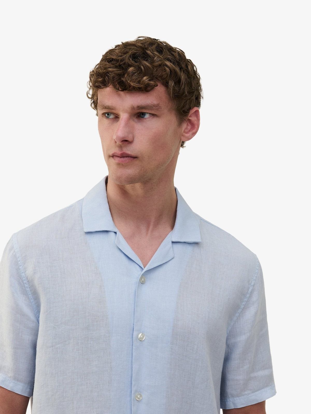 Cliff Linen Camp-Collar Shirt – Arctic Ice Blue - Roviane