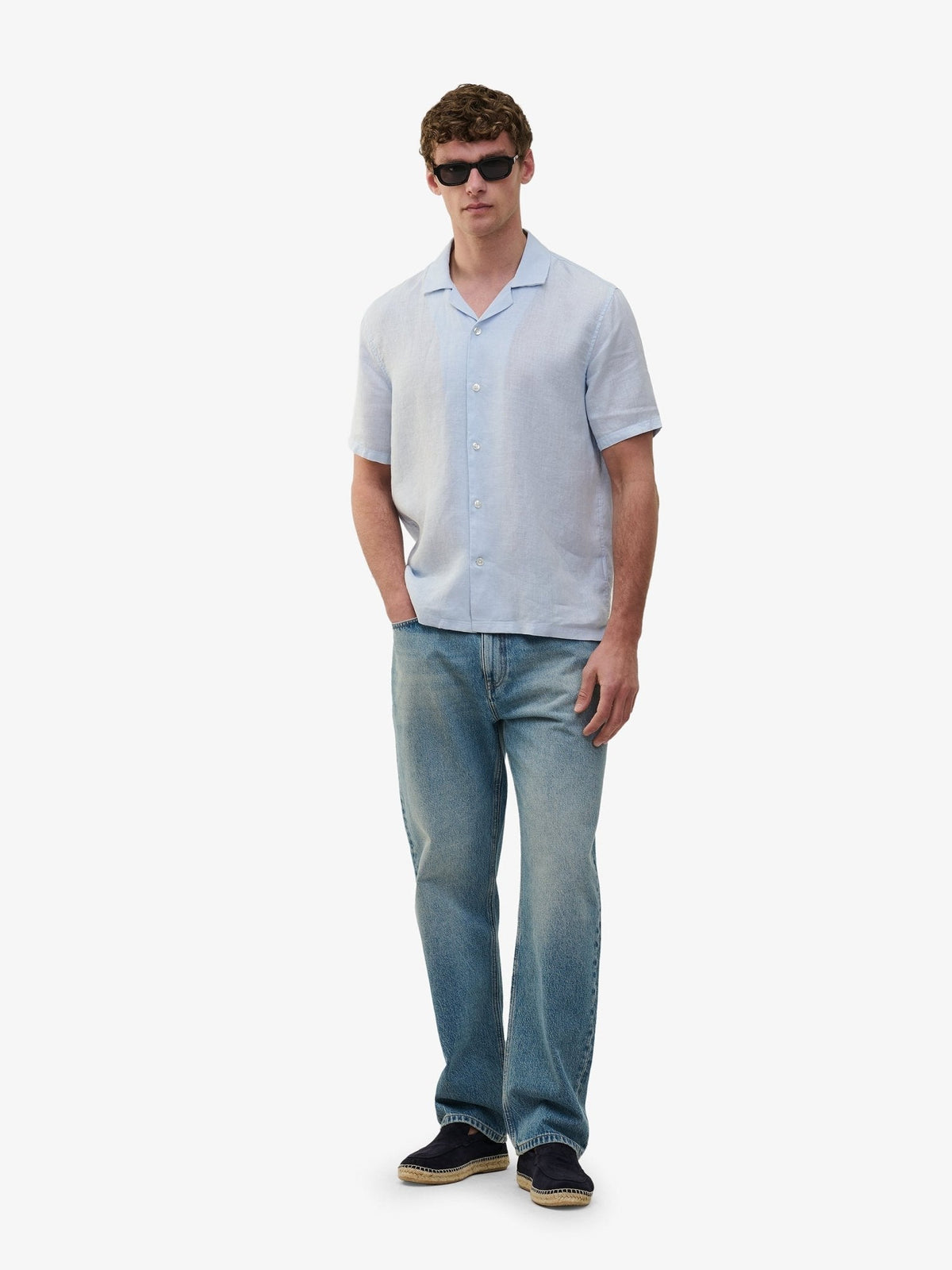 Cliff Linen Camp-Collar Shirt – Arctic Ice Blue - Roviane