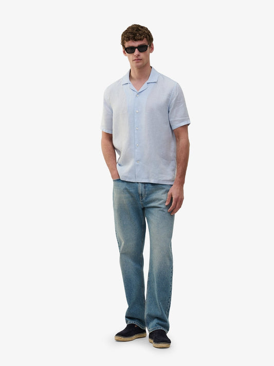 Cliff Linen Camp-Collar Shirt – Arctic Ice Blue - Roviane