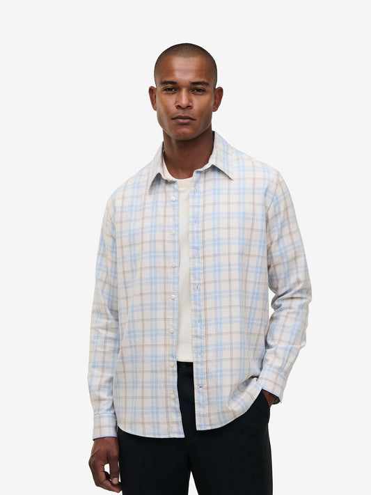 Brookvale Cotton Check Shirt – Off White - Roviane