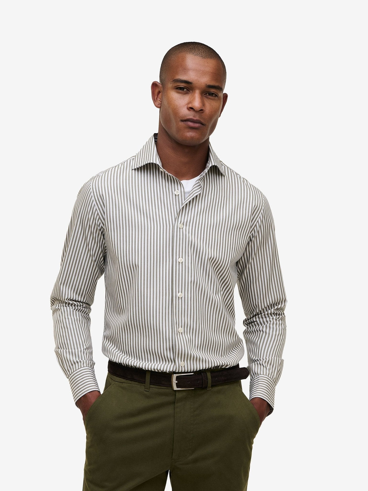 Specialist Striped Shirt – Olive - Roviane