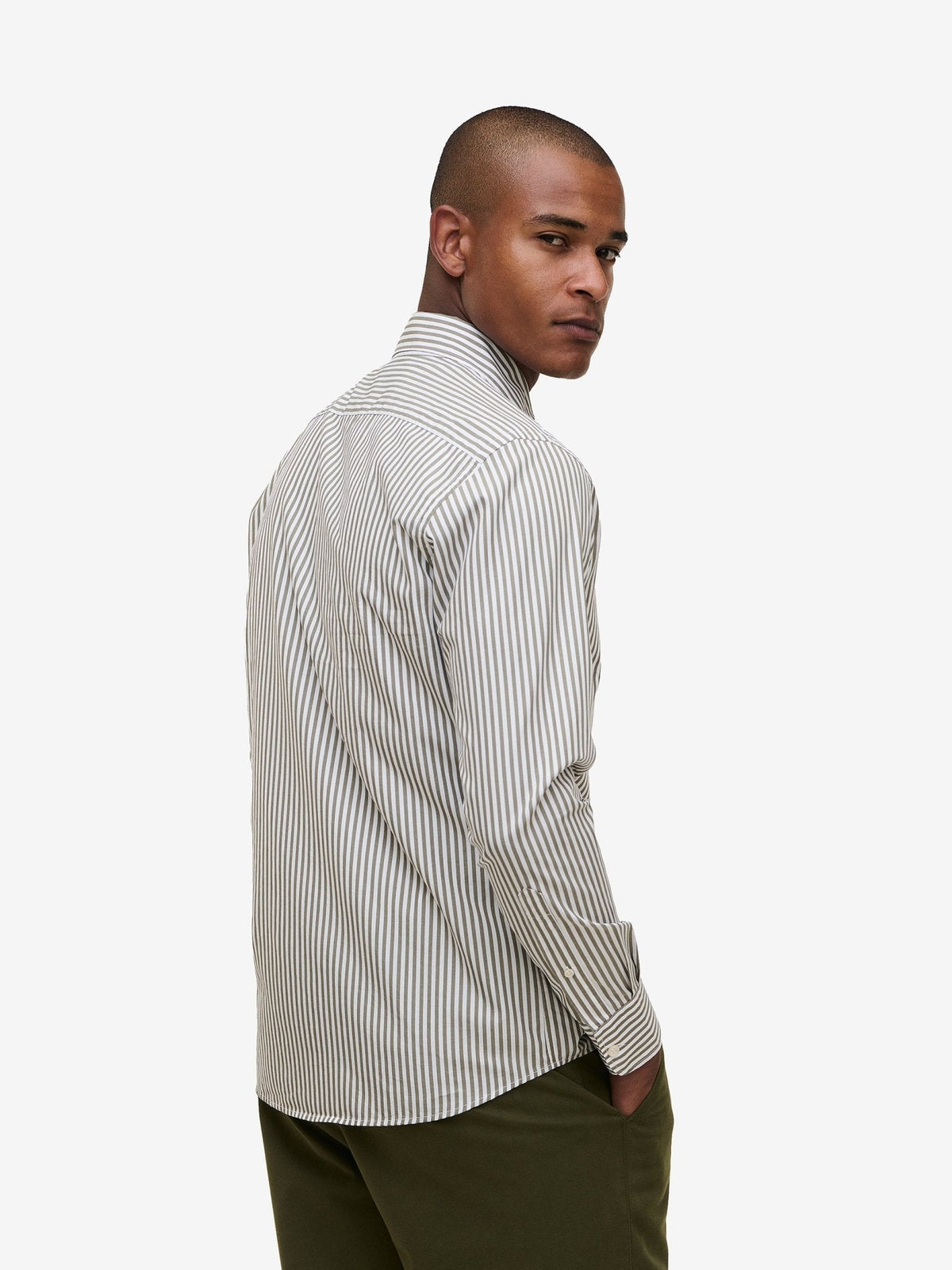 Specialist Striped Shirt – Olive - Roviane