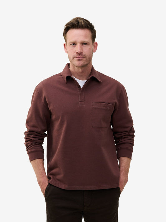 Duke French Terry Rugby Shirt – Dark Mauve - Roviane