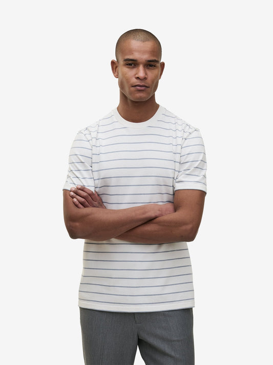 Midweight Striped T-Shirt – Flintstone Blue - Roviane